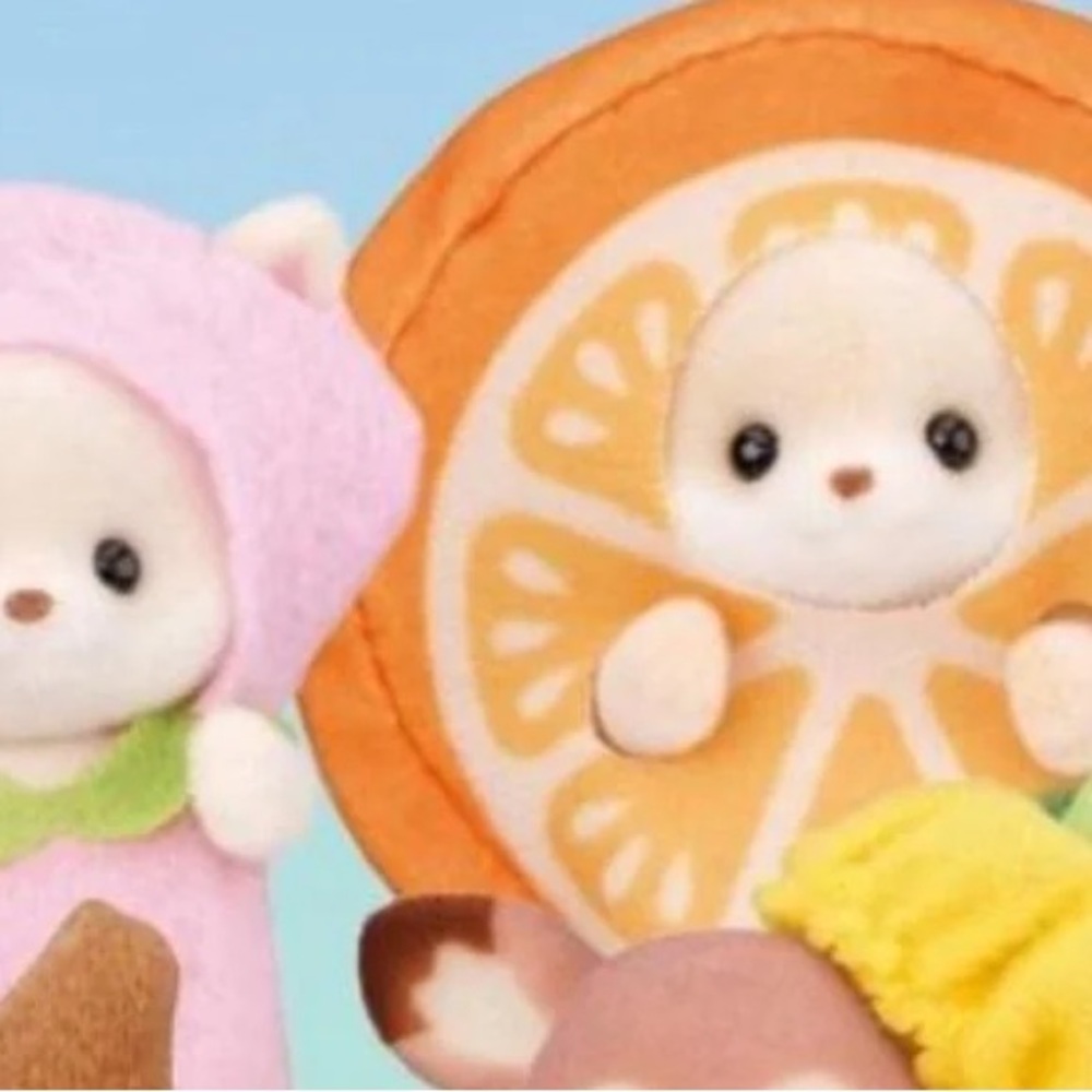 Calico Critters fruity babies Yulie the fox in orange costume